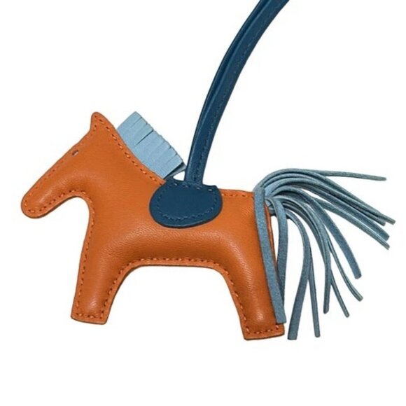 HERMES Rodeo Charm PM - Orange Light Blue Blue Green Agneau Milo None Bag Charm - Picture 4 of 4